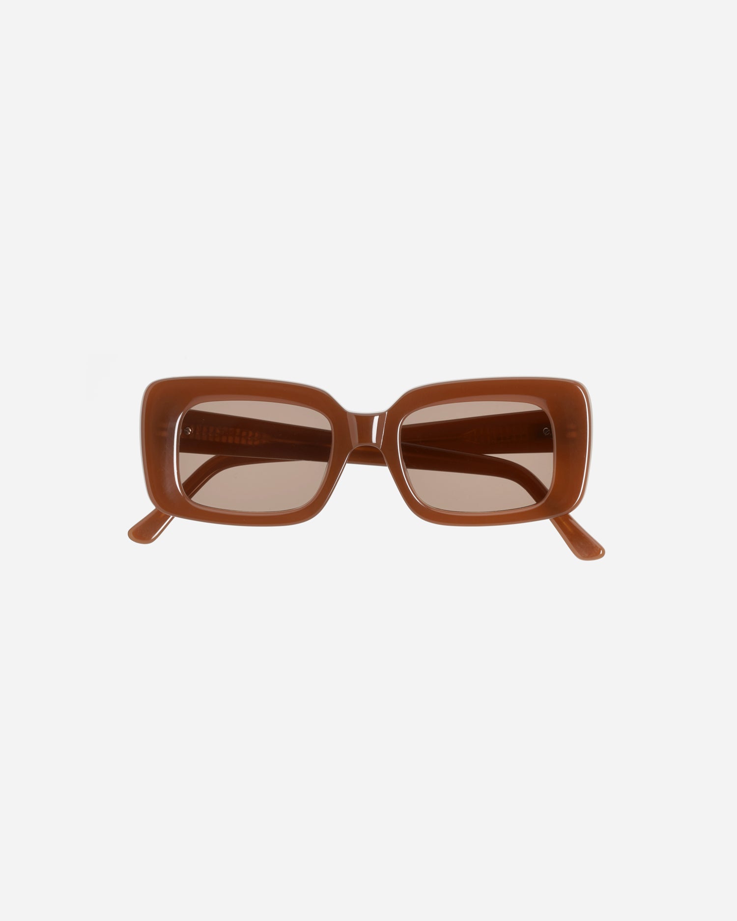 Velvet Canyon Golden Hour Women\'s Rectangular in Chocolate Sunglasses TheNoughties-Cacao-Front-  main image 4